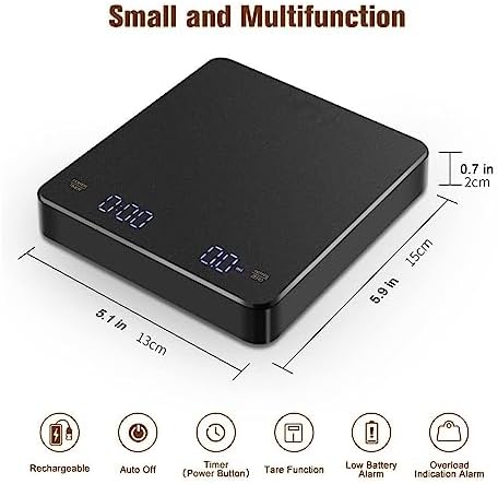 Electronic Scale Built-in Auto Timer Pour Over Espresso Smart Coffee Scale Kitchen Scales 3kg(Type-C charging-01) - Image 5