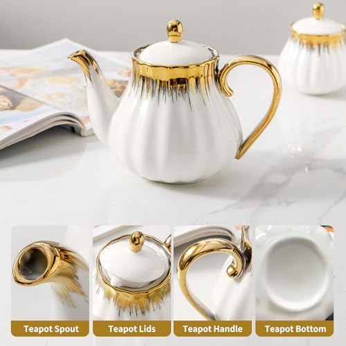 LETAOTAO Ceramic Tea Pot with Removable Stainless Steel Infuser, 30oz - Image 4