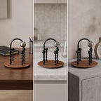 Countertop Cup Holder Stand with Handle Four Vertical Support Posts, Mug Tree with Wood Base, for Kitchen Counter - Image 7