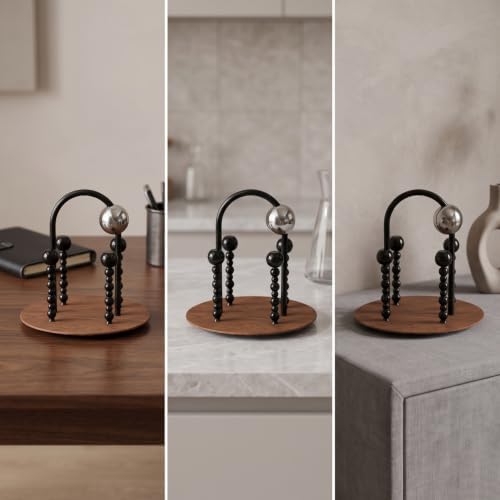 Countertop Cup Holder Stand with Handle Four Vertical Support Posts, Mug Tree with Wood Base, for Kitchen Counter - Image 7