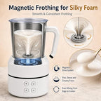 4-in-1 Electric Milk Frother, 8.5 oz Automatic Steamer, White - Image 5