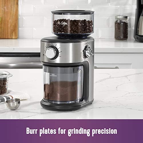 Mr. Coffee Burr Coffee Grinder Automatic Grinder with 18 Presets for French Press Drip and Espresso 18-Cup Capacity Stainless Steel - Image 2