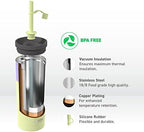 asobu Sippy Double Wall Stainless Steel Tumbler with Silicone Flexible Straw, 20 Ounces (Pastel Yellow) - Image 4