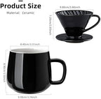 Ceramic Coffee Dripper Spiral Style Reusable Pour Over Maker With Detachable Stand For 1-2 Cups - Drip Filter Cup(Black Filter Cup) - Image 6