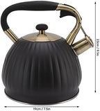 3.5L Black Stainless Steel Whistling Tea Kettle, Pumpkin Shape Stovetop Tea Pot, Large Capacity Fast Heating Teapot with Simple Touch, Unique Ergonomic Handle, Whistling - Image 7