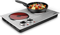CUSIMAX 1800W Ceramic Electric Hot Plate for Cooking, Double Burner, Silver by CUSIMAX