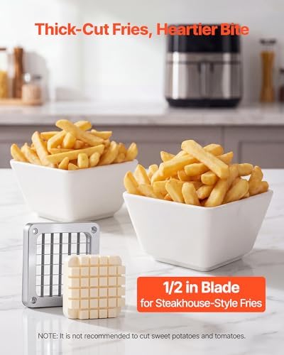 VEVOR French Fry Cutter, 1/2" Blade Commercial Vegetable Chopper, Lever-Action Vegetable Dicer with Ergonomic Handle, Stainless Steel Potato Slicer for Thick Cut Fries, Onion, Carrots, Bell Pepper - Image 3