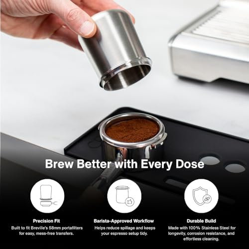 CREMA Coffee Products 58mm Dosing Cup | Compatible with any 58mm Portafilters | Durable 100% Stainless Steel | Built-In Grinder Tab for Easy Transfer | Sleek, Mess-Free Design | Black Finish - Image 3