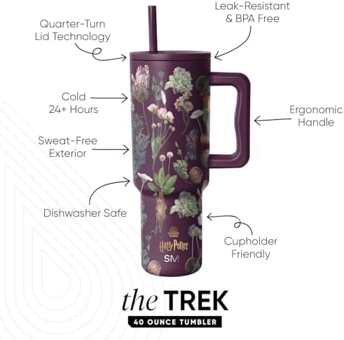 Simple Modern Harry Potter 40 oz Tumbler with Handle and Straw Lid | Insulated Reusable Stainless Steel Water Bottle Travel Mug | Gift for Women Men Him Her | Trek Collection | 40oz | Herbology - Image 2