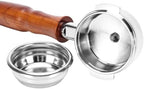 DIBTSA 58mm Espresso Portafilter Compatible with La Marzocco,Double Spouts 2 Ears, Stainless Steel Head and Filter Basket and Wood Handle - Image 3
