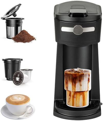 Single Serve Coffee Maker, KCup & Ground Coffee, 6-14 Oz Brew Sizes by Sykaffe