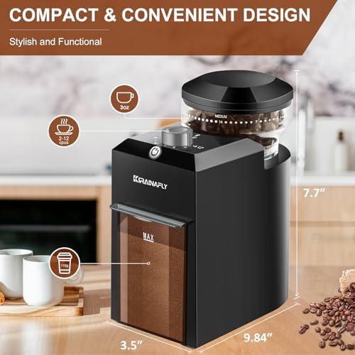 Electric Burr Coffee Grinder,Adjustable coffee grinder with 28 Precise Grind Setting for French Press, Drip Coffee and Espresso,12 Cups, (Black+ Light Gray) - Image 5