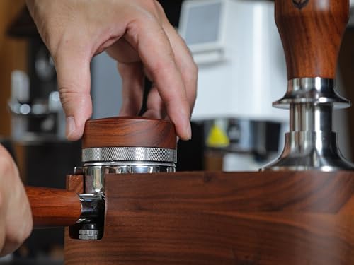51mm Espresso Distributor Tool KNODOS Rosewood Coffee Distributor Stainless Steel 51 mm Distribution Tool Leveler with Adjustable Depth Premium Espresso Machine Accessories - Image 2