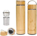 Bamboo Tea Tumbler Set of 2 Insulated Water Bottles 15oz & 17oz with Infuser Travel Set for Loose Leaves, Birthday Gift for Womens, Christmas Gift by UPFLICK