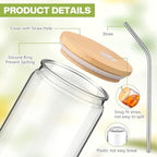Plastic Mason Jar Cups with Lids and Straws, 16 oz, Clear, 8 Pcs - Image 3