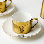 Mirror Cup and Saucer Coffee Cup Mug, Movement Reflection Teacup Horse Cup Creative Gift for Valentine's Day Birthday (Deer A) - Image 4