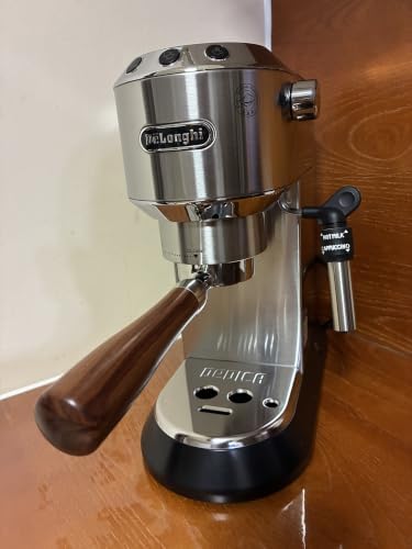 51mm Bottomless Portafilter Fits DeLonghi EC680 and EC685 Espresso Machine Stainless Steel Naked Portafilter Along with Double Shot Filter Basket Coffee Bottomless Handle-Wooden - Image 2