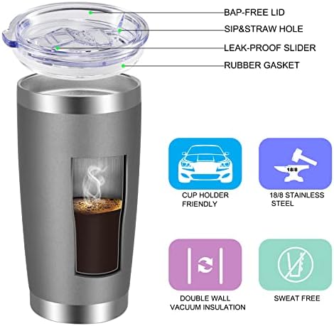 VEGOND 20oz Tumbler with Lid and Straw Stainless Steel Tumbler Cup Bulk Vacuum Insulated Double Wall Travel Coffee Mug Powder Coated Coffee Cup, Grey, 12 Pack - Image 2