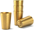 5 Pcs 12 oz Honeycomb Small Metal Cup, Double Wall Vacuum Stainless Steel Insulated Cup, Reusable Camping Cups Unbreakable Indoor Outdoor for Party, Home, Office, BBQ, Gold by Unknown