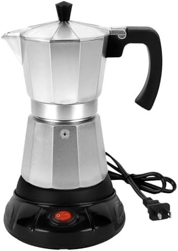 Electric Moka Pot, 3 or 6 Cup Espresso Coffee Maker, Silver by Suiitat