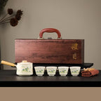 Chinese Kung Fu Tea Set, Semi-Automatic for Lazy Users, Exquisite Gifts Set, Perfect for Christmas, Father's Day, Mother's Day, and Birthday Gifts. (Green-Mountain) by ScizoritoDirect