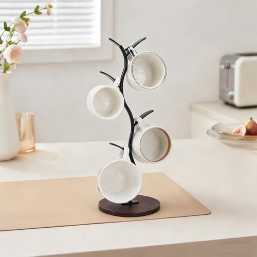 2Pcs Mug Holder Stand, Iron Countertop Mug Tree 5 HooksTree Rack for Counter Cafe Accessories Breakroom Decor & Kitchen Organizer Storage Stand (Black) - Image 6