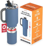 ASOBU DUPLEX 2-in-1 Travel Mug and Beer Can Holder Enjoy hot and cold drinks simultaneously -22 oz Hot Coffee or Tea Tumbler with Attached 12 oz Cold Can Holder for Beer or Soda, Slate Gray by Asobu