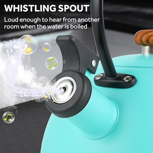 Whistling Stovetop Tea Kettle, 3.2 Quart Stainless Steel Teapot with Cool Touch Ergonomic Handle, Hot Water Fast to Boil, Blue - Image 5