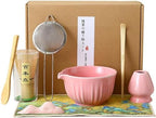 Matcha Whisk Set, 14oz Ceramic Matcha Bowl with Spout, Bamboo Whisk, Whisk Holder, Scoop, Sifter - 8Pcs Elegant Matcha Set for Gifting and Personal Use Pink by Unknown