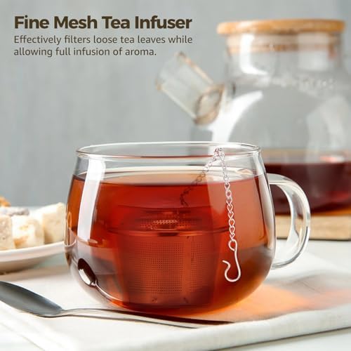 Loose Leaf Tea Infusers, 9 Pcs Stainless Steel Mesh Strainers, Fine Mesh Filters With Hook Chain And Drip Trays, Metal Steepers For Tea, Coffee, Spices - Image 5