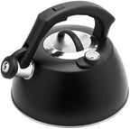 Black kettle, Stainless Steel Whistling Tea Pot with Thermometer, Teapot for Stove Top with Ergonomic Anti Scald Handle by Unknown