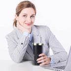 30oz Stainless Steel Travel Mug with Lid, Double Wall Vacuum Insulated Bulk Tumbler with Straws, Powder Coated Coffee Cup Suitable for Vehicle Cup Holders - Image 3