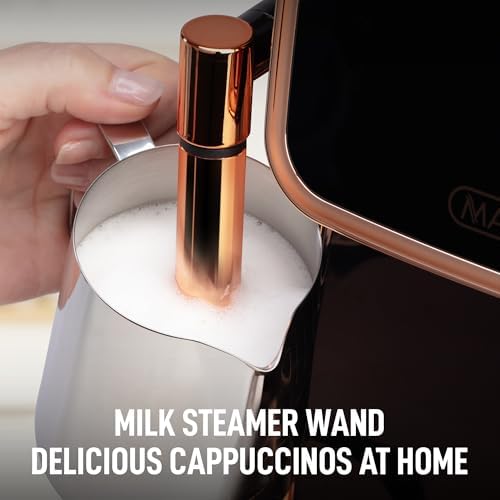 Zulay Kitchen Magia Clasica Automatic Espresso Machine with Built-In Grinder, Touch Panel Coffee Maker, Steam Wand Milk Frother, Adjustable Strength, Self-Cleaning, Black & Copper (13" x 17.7" x 9.4") - Image 5