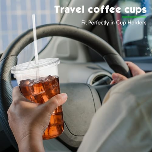 Ziliny 50 Sets 18oz Clear Plastic Cups with Lids and Straws Disposable Cups - Image 6