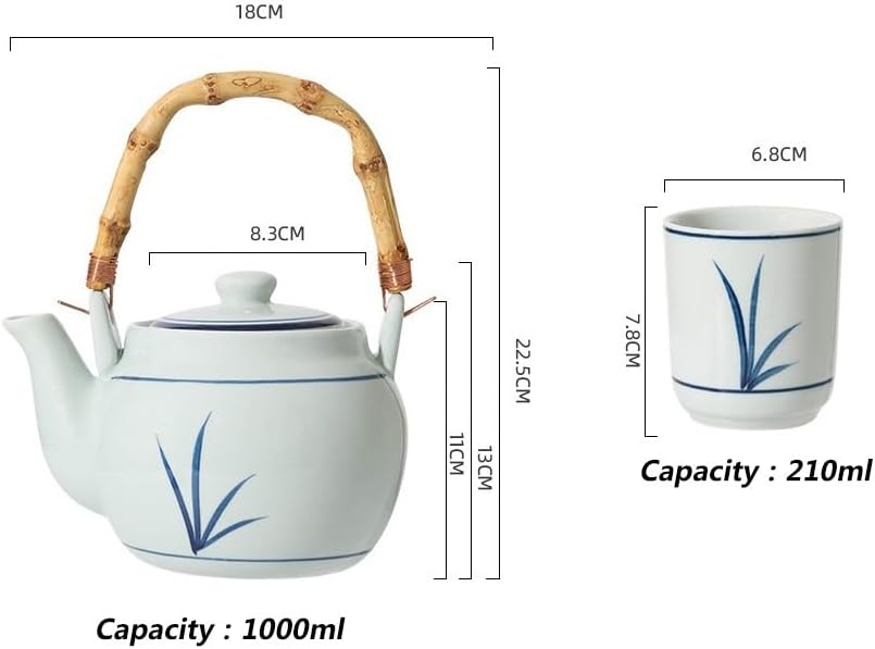 Water Pitcher Ceramic teapot Set Household Tea Cup Tea Set Retro Simple teapot underglaze Color Cold Kettle Water Jug - Image 2