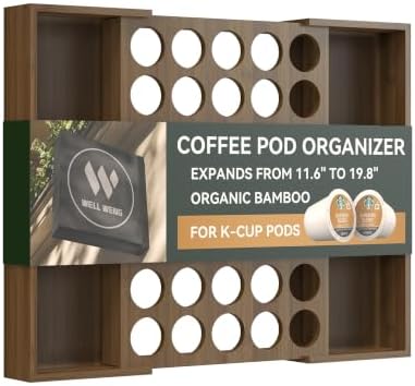 Bamboo Coffee Pod Drawer Organizer for K-Cups,35 Pods by WELLWENG