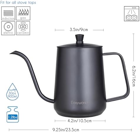 Easyworkz Gooseneck Pour Over Coffee Kettle 30 fl oz Bundled with Stainless Steel Coffee Spoon - Image 2
