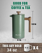 POLIVIAR 34 oz French Press Coffee Maker & 2.7 Quart Tea Kettle Combo Package, Food Grade Stainless Steel for Good Coffe and Tea - Image 5