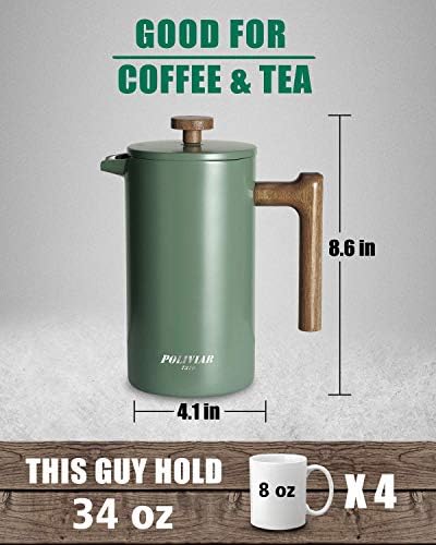 POLIVIAR 34 oz French Press Coffee Maker & 2.7 Quart Tea Kettle Combo Package, Food Grade Stainless Steel for Good Coffe and Tea - Image 5