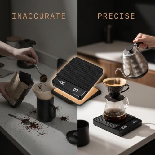 Coffee Scale with Timer, Digital Espresso Scale with Timer, 3kg/0.1g High Precision Rechargeable Balance with Non-Slip Mat for Pour Over, Drip Coffee, Baking, Kitchen Use - Image 3