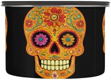Stainless Steel Coffee Storage Containers with Airtight Lid, Sugar Skull Flower Mexican 30oz Food Storage Container Kitchen Canister for Tea, Coffee Beans, Ground, Sugar Storage - Image 2
