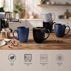 AmorArc 16 oz Coffee Mugs Set of 6, Large Ceramic Matte Black Coffee Cups - Image 3