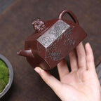 Tea Pots For Loose Tea Household Creative Purple Clay Carved Four-sided Auspicious Beast Teapot Tea Ceremony Tea Art Teapot Tea Infuser Pot - Image 5