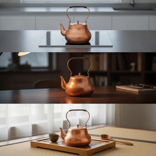 Rust-Resistant Stovetop Tea Kettle | Hammered, Copper Tea Kettle, Elegant, Pot, for Kitchen - Image 4