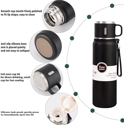 1500ml Double wall vacuum Leakproof stainless steel wide mouth insulated water bottle,tea tumbler with tea strainer infuser basket,cup and lid; travel coffee thermoses hot drinks,cold thermal flask - Image 2
