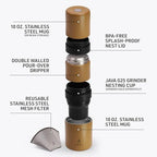 VSSL - Nest Pour Over Coffee Kit | Coffee Maker for Camping | All-In-One Travel Pour Over | Transportable Dripper, Two 10oz Stainless Steel Travel Mugs | Compact Storage & Adventure Ready | Sahara - Image 4