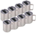 Volhoply 14oz Insulated Stainless Steel Coffee Mug with Lid Bulk 8 Pack,Double Wall Vacuum Travel Coffee Cup with Handle,Reusable Metal Cups Tumbler,Camping Mugs Keep Hot,Ideal Gifts(Silver,8) by LiveFully%EF%BC%8CDrinkFreely%E2%80%94KeepGoingwithVolhoply%EF%BC%81
