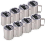 Volhoply 14oz Insulated Stainless Steel Coffee Mug with Lid Bulk 8 Pack,Double Wall Vacuum Travel Coffee Cup with Handle,Reusable Metal Cups Tumbler,Camping Mugs Keep Hot,Ideal Gifts(Silver,8) by LiveFully%EF%BC%8CDrinkFreely%E2%80%94KeepGoingwithVolhoply%EF%BC%81