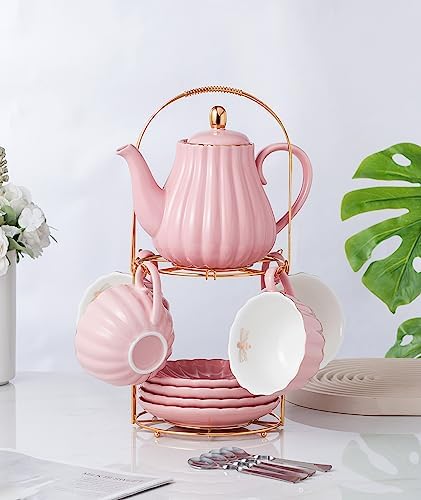 CLAY TONIC- 8 OZ Fine China Pink Coffee Cup/Teacup and Saucer Set - Image 2
