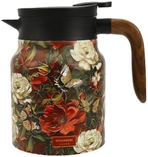 Vintage Floral Tea Stainless Steel Tea Kettle Drip-Proof Tea Pot With Tea Infuser Mini Thermo Coffee Pot Home Teaware (Style 3) by Unknown